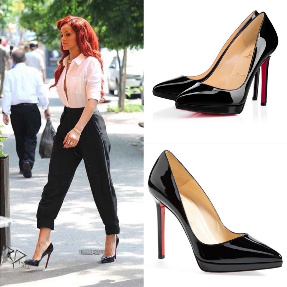 Christian Louboutin Pigalle Plato Classic Black Nappa Leather Pumps 37 120mm
